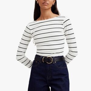 Madewell White Striped Bodycon Tee Shirt XL NWT